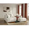 Canapé d'angle L convertible coffre ROXELANE tissu chiné avec pouf bla...
