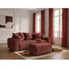 Canapé droit 3 places convertible ROXELANE tissu bouclette avec pouf r...