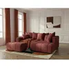 Canapé d'angle L convertible coffre ROXELANE tissu bouclette avec pouf...
