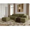 Canapé angle L convertible coffre DENISE tissu texturé avec pouf vert ...