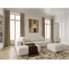 Canapé angle L convertible coffre DENISE tissu texturé avec pouf blanc...