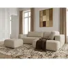 Canapé angle L convertible coffre DENISE tissu texturé avec pouf beige...
