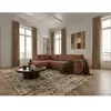 Canapé angle L convertible coffre DENISE tissu texturé orange  angle g...