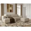 Canapé angle L convertible coffre DENISE tissu texturé avec pouf beige...