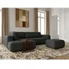Canapé angle L convertible coffre DENISE tissu texturé avec pouf noir ...
