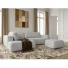Canapé angle L convertible coffre DENISE tissu texturé avec pouf gris ...