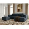 Canapé angle L convertible coffre DENISE tissu texturé avec pouf bleu ...