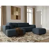 Canapé angle L convertible coffre DENISE tissu texturé avec pouf bleu ...
