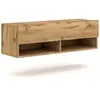 CALICOSY Meuble TV Mural Porte Rabattable 2 Niches L100 cm - Décor bois - 100 cm X 31 cm X 30 cm - DERBY Bois Clair