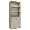 MATKAM Meuble de rangement 2 porte et 3 étagères Sonoma - Bibliothèque Style contemporain - 74 x 35 x 180 cm