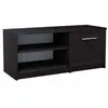 MATKAM Meuble TV Wengé - Banc TV, Table TV avec porte et 2 étagères - 98 x 35 x 42 cm