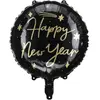 Party-Decoration ballon aluminium rond happy new year 35cm noir - générique fb162