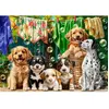 Puzzle 500 pièces : Chiots, lessive et pitreries d'oiseaux