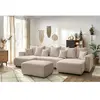 Canapé panoramique convertible coffre ENVY tissu bouclette avec pouf rectangulaire Bobochic