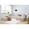 Canapé d'angle fixe modulable MEGEVE tissu bouclette avec pouf Bobochic