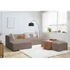 Canapé d'angle fixe modulable MEGEVE tissu bouclette avec pouf Bobochic
