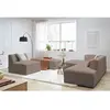 Canapé d'angle fixe modulable MEGEVE tissu bouclette avec 1 chauffeuse et 1 pouf Bobochic