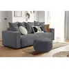 Canapé droit convertible coffre ENVY tissu bouclette doux avec pouf ro...