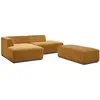 Canapé d'angle fixe modulable MEGEVE tissu texturé avec pouf Bobochic