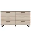 Commode 6 tiroirs CROWN coloris chêne noir/chêne comano