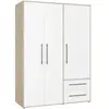 FORTE Armoire de chambre - MOKKARIS - Chêne Sonoma / Blanc mat - 3 por...
