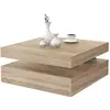 FORTE Table basse plateau rotatif - Carré - Chêne - 78 x 78 x 36 cm