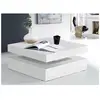FORTE table basse plateau rotatif - carré blanc brillant - 78 x 78 x 36 cm