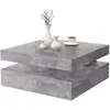 Table basse carrée pivotante - Panneau de particules - Décor béton gri...