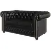 Canapé Chesterfield 2 places en cuir végan, noir