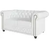 Canapé Chesterfield 2 places en cuir végan, blanc