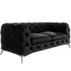 Canapé Chesterfield 2 places en velours avec pieds en métal, noir