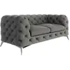 Canapé Chesterfield 2 places en velours avec pieds en métal, gris