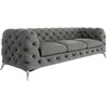 Canapé Chesterfield 3 places en velours avec pieds en métal, gris