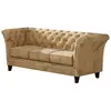 Canapé Chesterfield 3 places en velours, beige