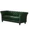 Canapé Chesterfield 3 places en velours, vert bouteille