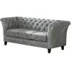Canapé Chesterfield 3 places en velours, gris