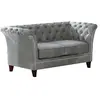 Canapé Chesterfield 2 places en velours, gris