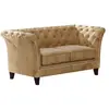 Canapé Chesterfield 2 places en velours, beige
