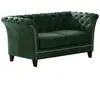 Canapé Chesterfield 2 places en velours, vert bouteille