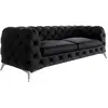 Canapé Chesterfield 3 places en velours avec pieds en métal, noir