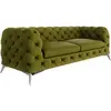 Canapé Chesterfield 3 places en velours avec pieds en métal, olive