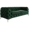 Canapé Chesterfield 3 places en velours avec pieds en métal, vert