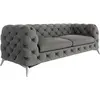 Canapé Chesterfield 3 places en velours avec pieds en métal, gris