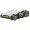 KOBI Lit Complet Enfant Lit voiture de course pour enfants - BATCAR - 80 x 160 cm - Noir - Avec Sommier et Matelas