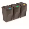 Prosperplast Ensemble de poubelles de tri de déchets 3x35L gris Sortibox