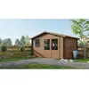 Abri de jardin en bois - 11,70m2 - 3,90x3m - traité - ep. 34mm - couleur: marron DOM562