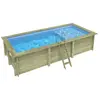 ALTANKA Piscine Aqua 6.1 X 2.85   H.1.31 M Avec Plage, Bleu Pâle, Cadr...