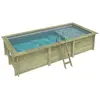 ALTANKA Piscine Aqua 6.1 X 2.85   H.1.31 M Avec Plage, Gris Clair, Fix...