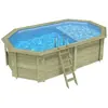 ALTANKA Piscine Nemo 5.79 X 3.49   H.1.45 M Avec Plage, Bleu Pâle, Fix...