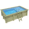 ALTANKA Piscine Aqua 4.65 X 2.85   H.1.24 M Avec Plage, Bleu Pâle, Fix...